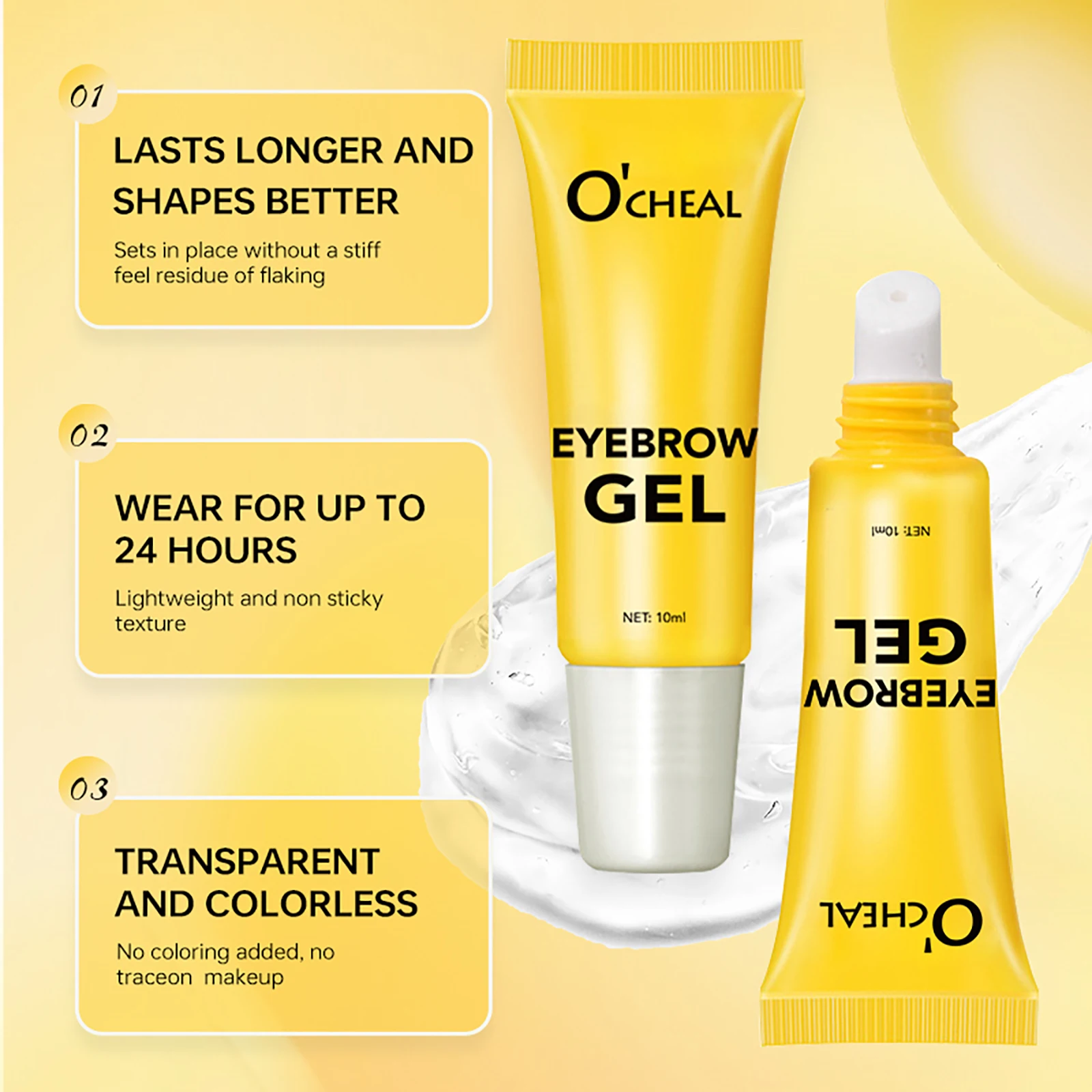 جل الحواجب البري، محلول طبيعي، جل شفاف عديم اللون، جل بلاستيكي ناعم لتشكيل الحواجب، مكياج نسائي