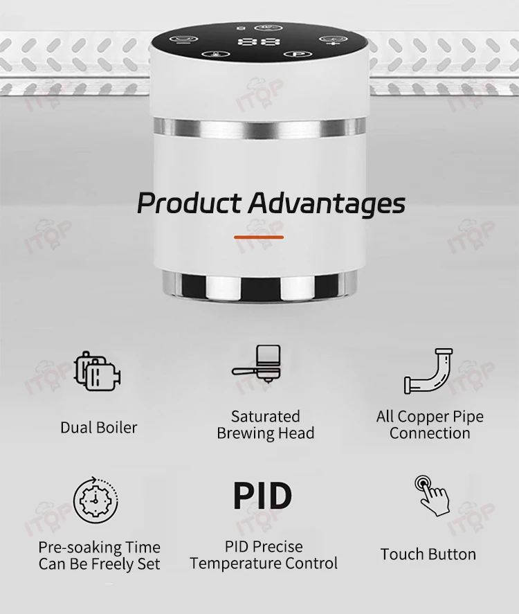 ITOP CM-T1 Kommerzielle Kaffeemaschine, 9 Bar, Drehpumpe, 5 l Dampfkessel und 1 l Kaffeekessel, professionelles T3-System, 3500 W