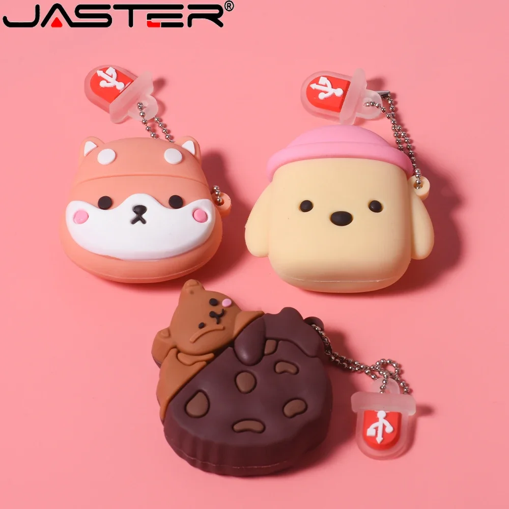 JASTER USB Flash Drive Cartoon Cute Memory Stick Dinosaur Pen Drive 128GB 64GB  32GB 16GB 8GB 4GB Akita Dog Pendrive Gifts
