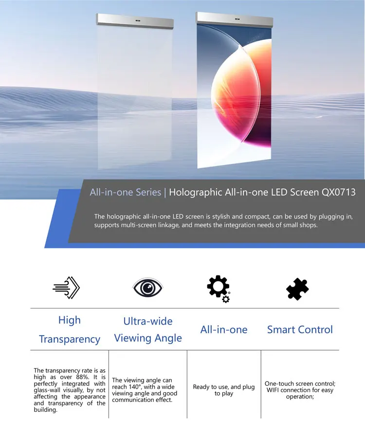 Custom Full Color LED Transparent Module Display Holographic Indoor Wifi Digital Holographic Display 3d Hologram Led Screen