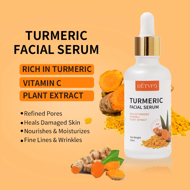Turmeric Vitamin C Facial Serum Brightening Moisturizing Face care essential oil Fast Absorbing Anti Aging Pore Refining Nourishing Skin Care