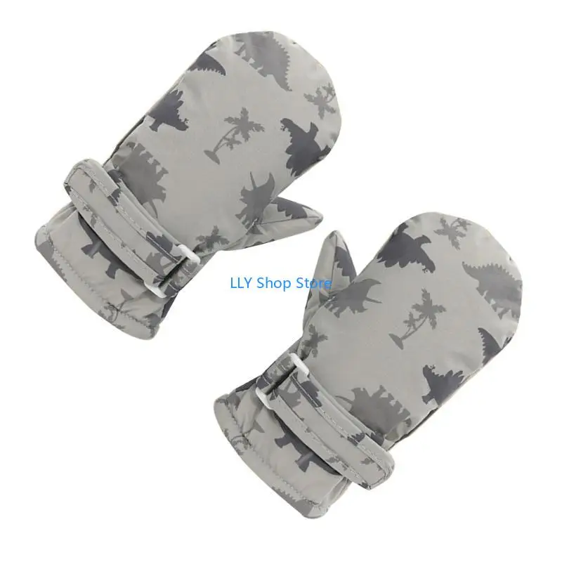 

T8UD 1 Pair Kids Ski Gloves Waterproof Cartoon Dinosaur Mittens Windproof Gloves