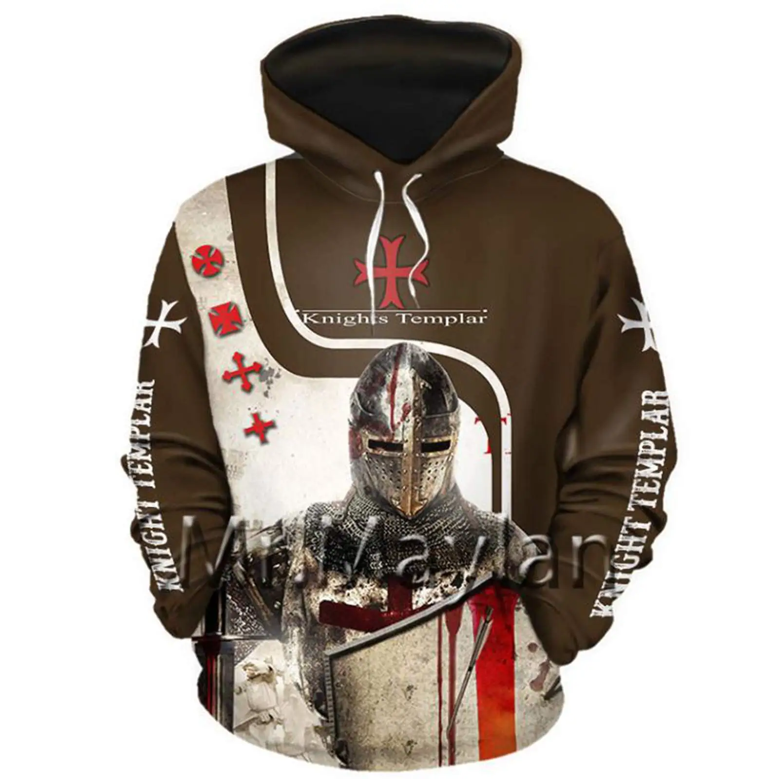 

New hot selling Hoodie style Harajuku Templar 3D hooded sweatshirt men and women fashion casual shirt hooded sweatshirt