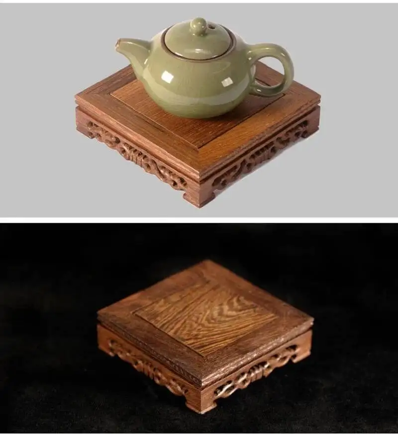 الرجعية صينية الشاي طاولة شاي حساسة صغيرة مربع إبريق الشاي قاعدة زهرية الديكور خشب متين بونساي الركيزة قاعدة خشبية صينية تقديم