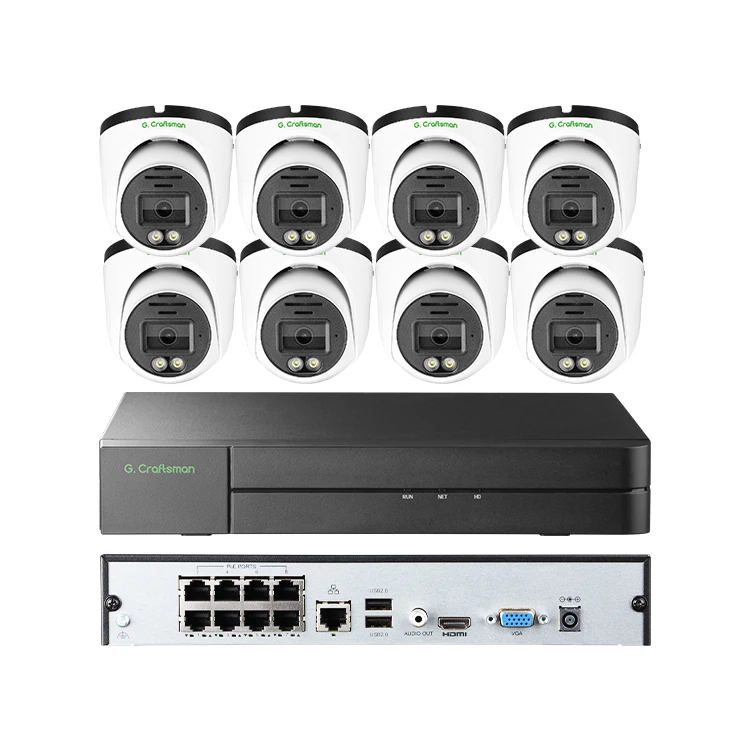 2026 GAU-DFW-M8SS-K8 8MP Full Color POE Security Camera Indoor Outdoor Two-Way Audio Night Vision SD Card Human Detection CCTV N