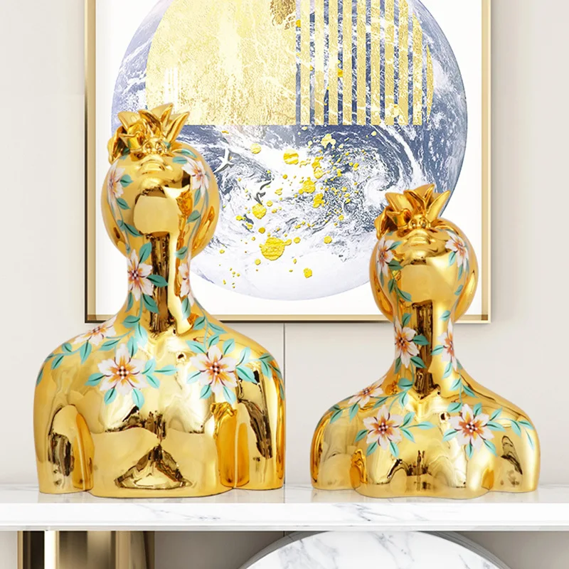 Resin abstract figure sculpture exhibition hall Xuan living room close model room window painted portrait flower season girl orn