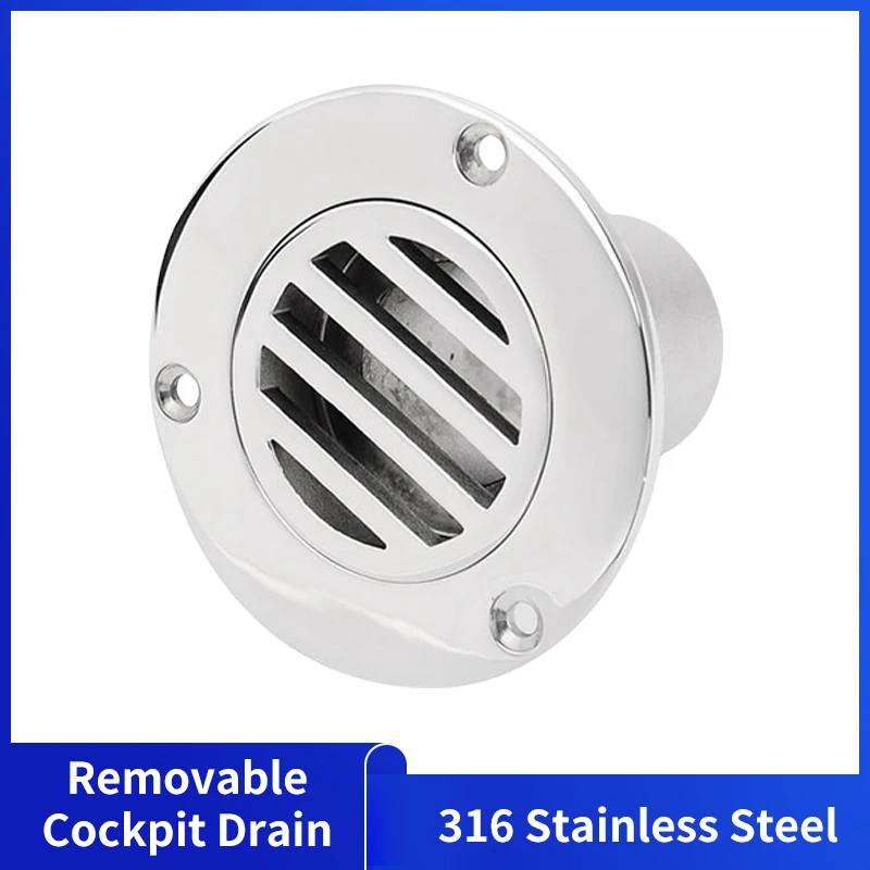 Alastin 38mm Marine Removable 316 Stainless Steel Deck Drain For Boat Yacht Floor Deck Drainage Rowing Boats Fittings