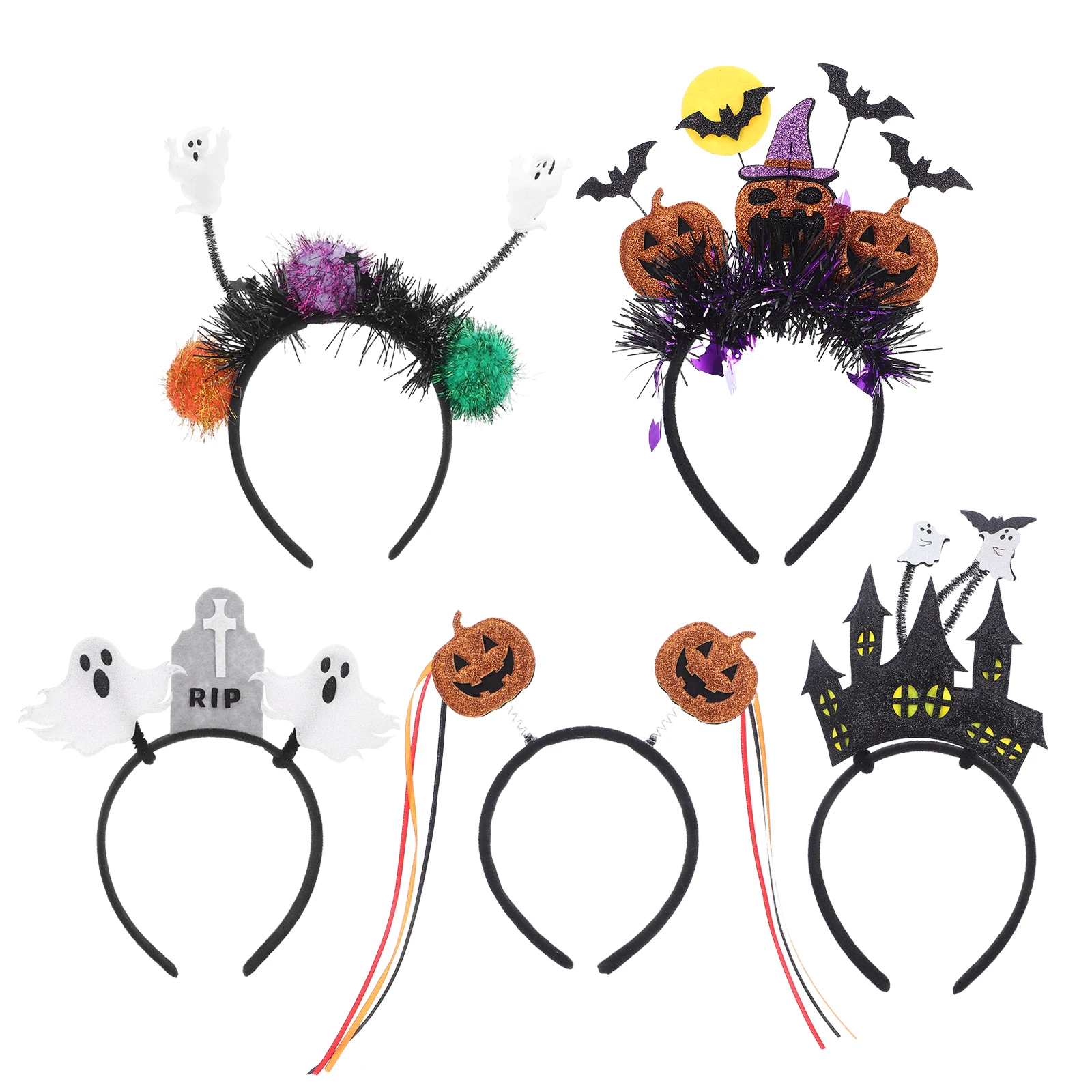 

5pcs Cat Ears Headband Halloween Set Cute Pumpkin And Ghost Hair For Party Decoration Cosplay And Dress Up Accessories