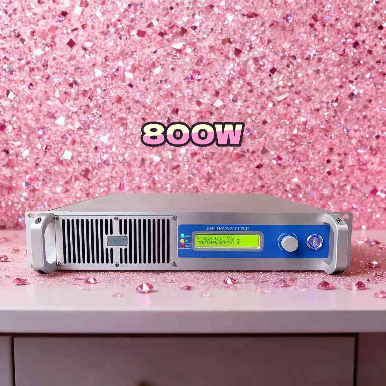 

Wide Voltage 100-240V (110V/220V OK) YXHT-800W FM Transmitter - FCC, Smart Cooling, W Display, for Church/Training Center