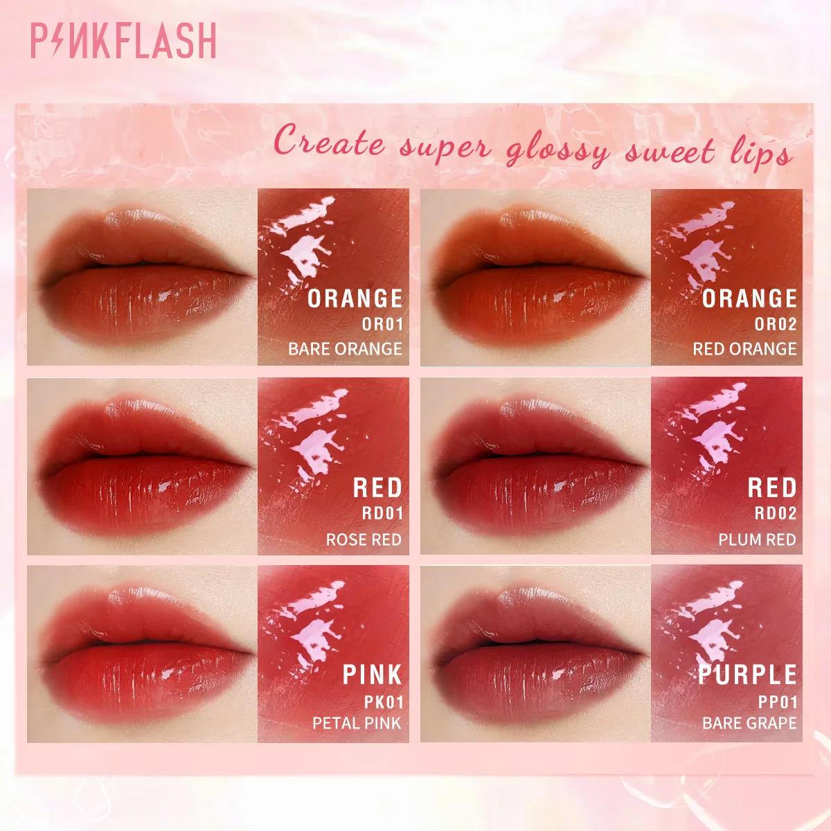 PINKFLASH Hydraterende Vloeibare Lipstick Waterdicht Langdurige Lipgloss Glanzende Niet-plakkerige Hoge Pigment Lip Tint Make-Up Cosmetica