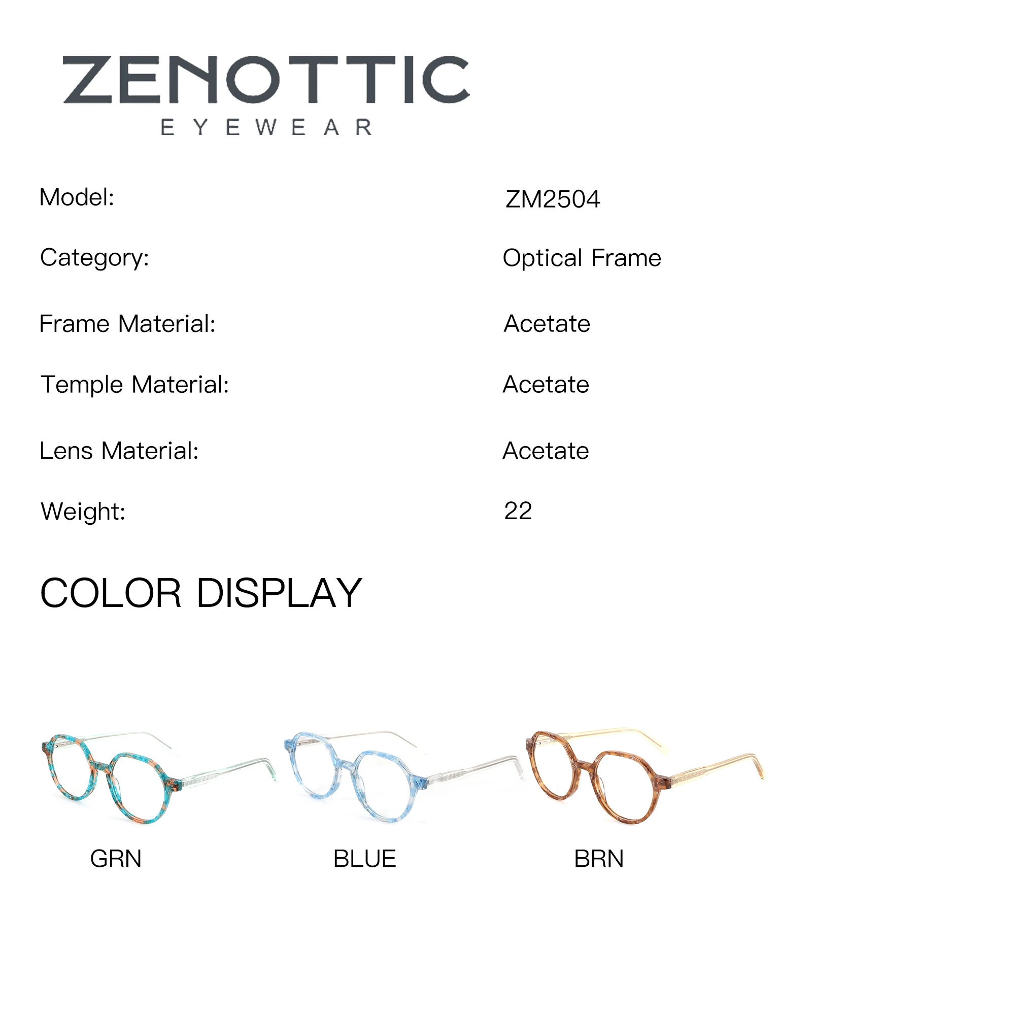 ZENOTTIC Woman Round Handmade Acetate Reading Glasses Anti-Blue Ray Progressive Photochromic Brown Multifocal Prescription Eyewe