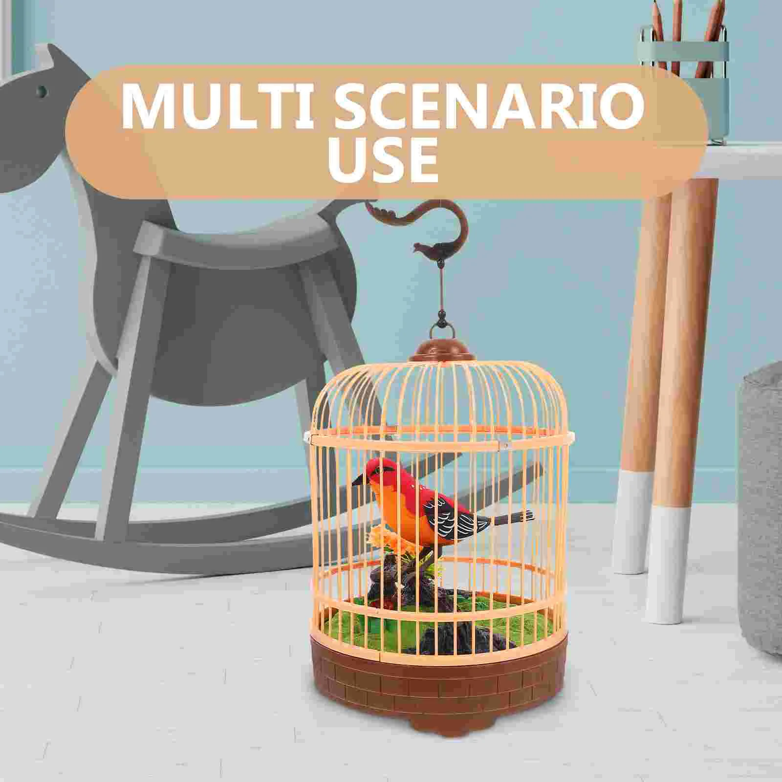 ของเล่นตลกอะคูสติก Interactive BIRD CAGE Induction ขัดเสียงควบคุมพลาสติกตกแต่ง