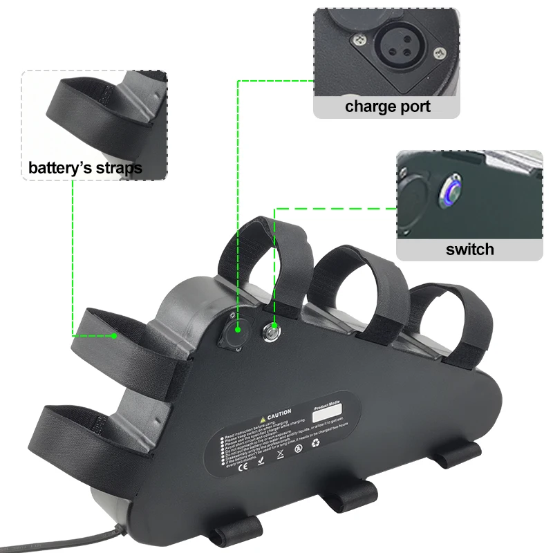 Vendita calda 36v 48V 52v 20Ah 30Ah 40Ah batteria al litio triangolare batteria per bicicletta elettrica di grande capacità