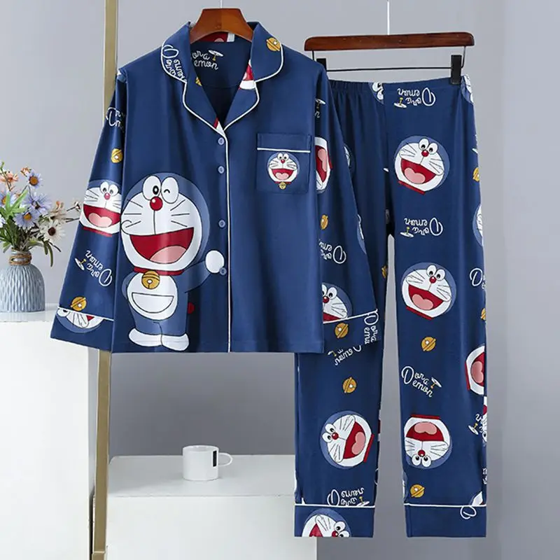 ONE PIECE Jingle cat cartoon print men's pajamas long sleeves plus fat plus size teen cartoon loungewear suit student