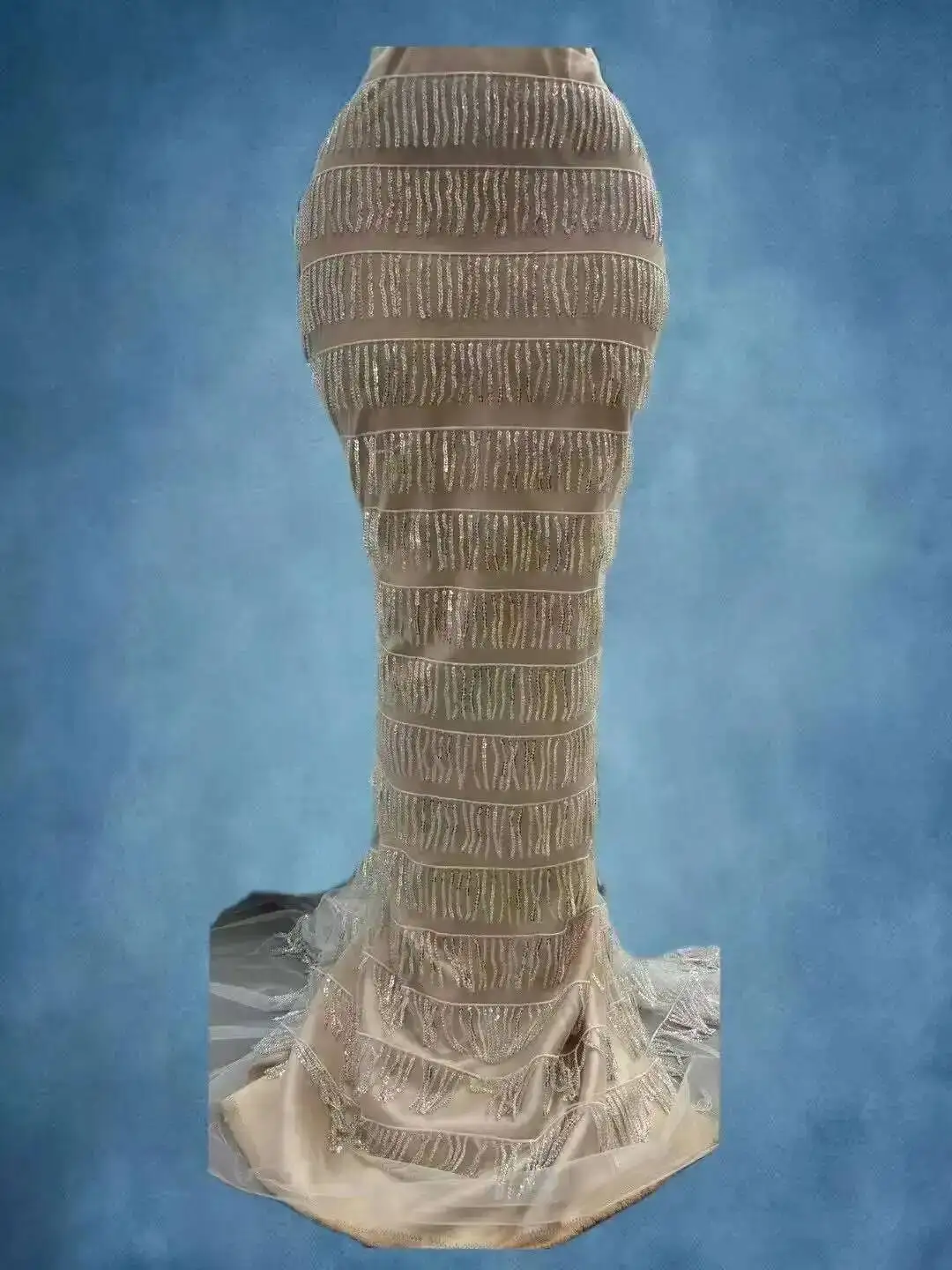 

Luxury African Sequins Lace Fabric High Quality 2025 Heavy Beads Embroidery French Tulle Lace Nigerian Wedding Dress