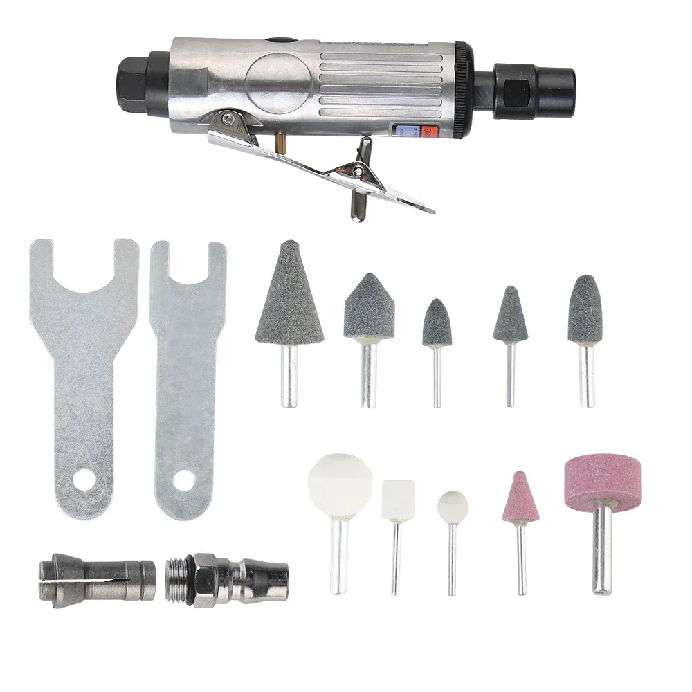 Kit de Machine à polir et à meulage, broyeur à Air, outil de gravure, 1/4 ", 1/8", 16 pièces, broyeur pneumatique