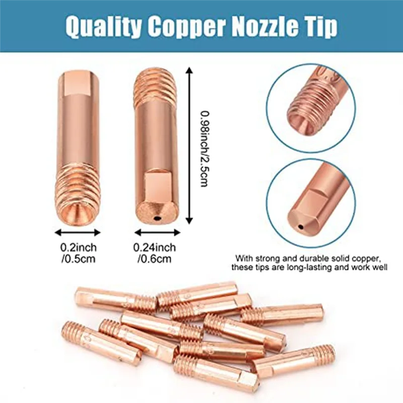 ABHI-16PCS Flux Core Gasless Nozzle Tips K3493-1 Kit 0.035Inch Contact Tips & Gas Diffusers With Century FC90/80GL Titanium