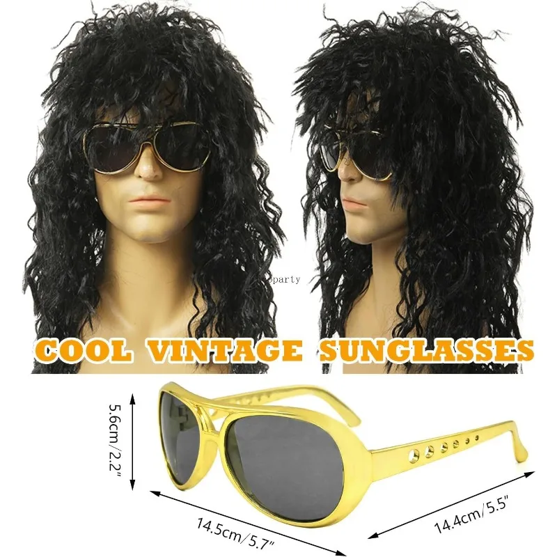 Zestaw kostiumów hip-hopowych z lat 90. i lat 80. dla mężczyzn, stroje na imprezę rapera, akcesoria