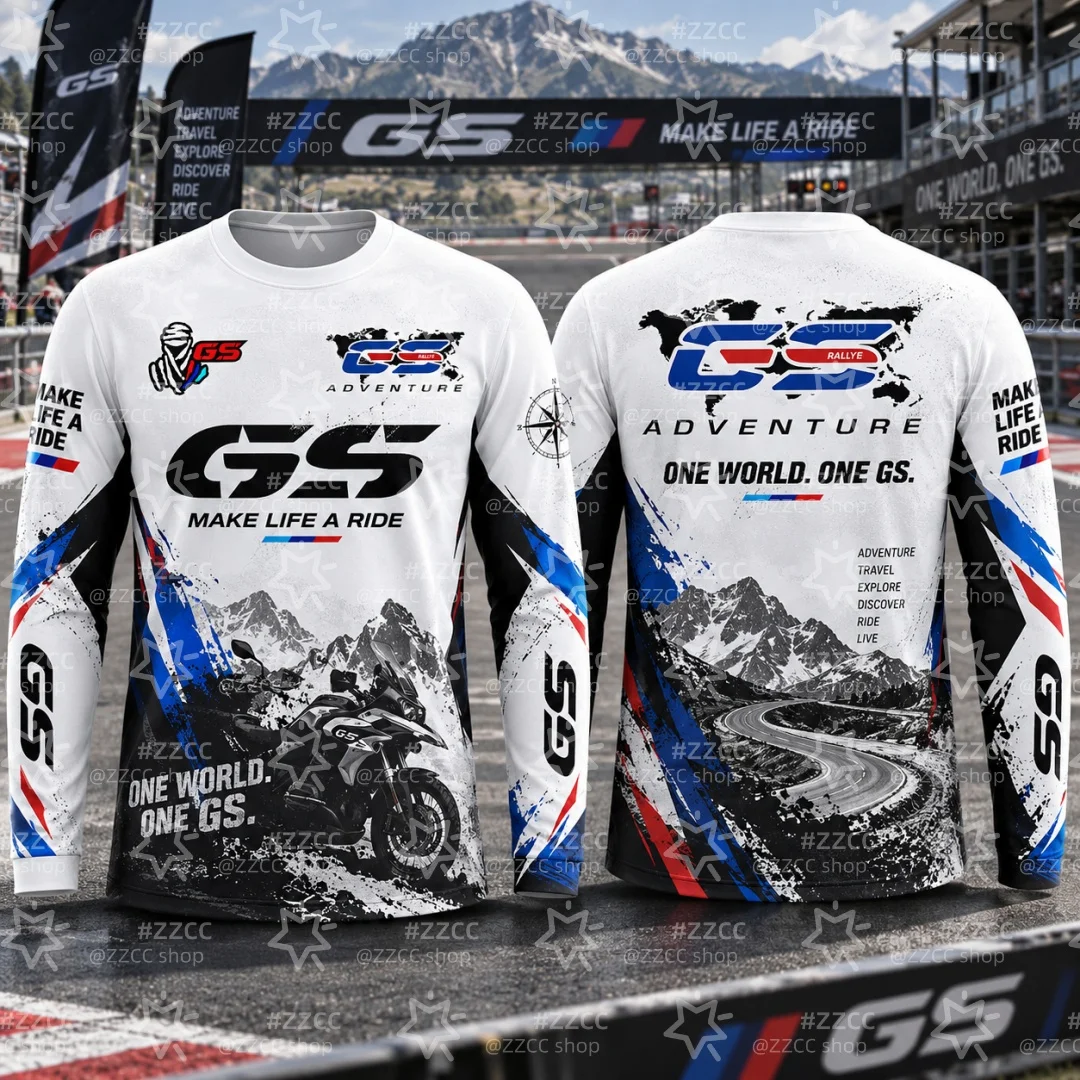 GS Adventure Motorcycle Long Sleeve T‑Shirt Men Motorbike Off‑Road Racing Jersey Unisex Motocross Casual Tops For Rider Fans