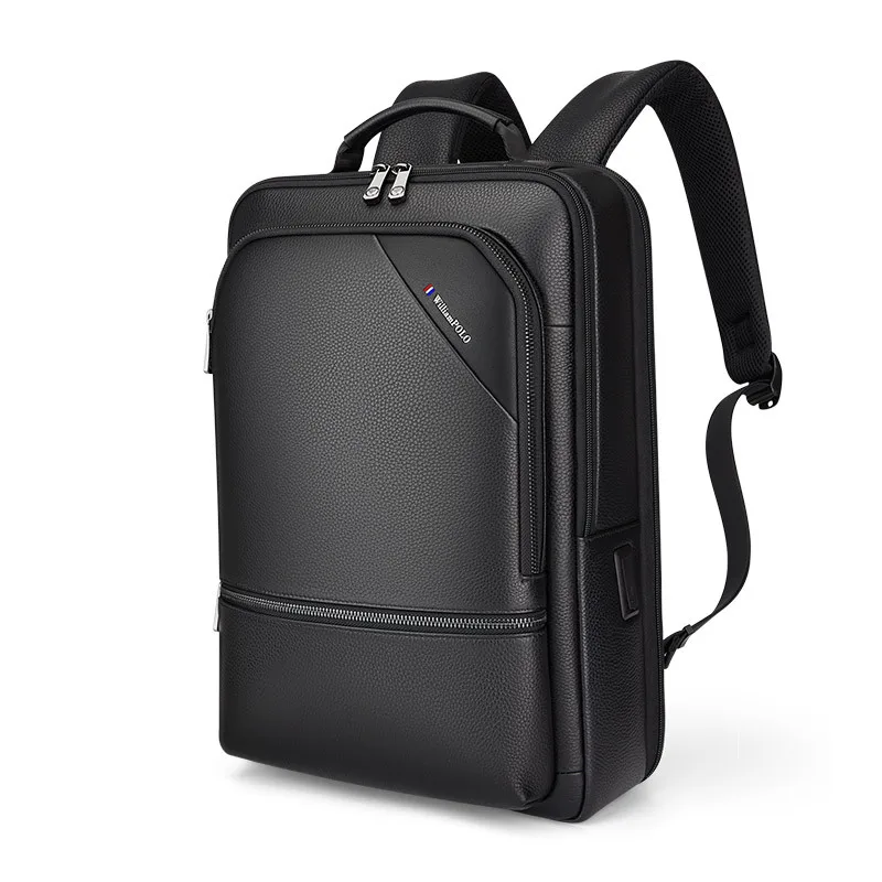 حقيبة ظهر رجال الأعمال الراقية من الجلد الطبيعي بطبقة علوية من جلد البقر حقيبة كمبيوتر محمول كاجوال متعددة الوظائف للرجال #6