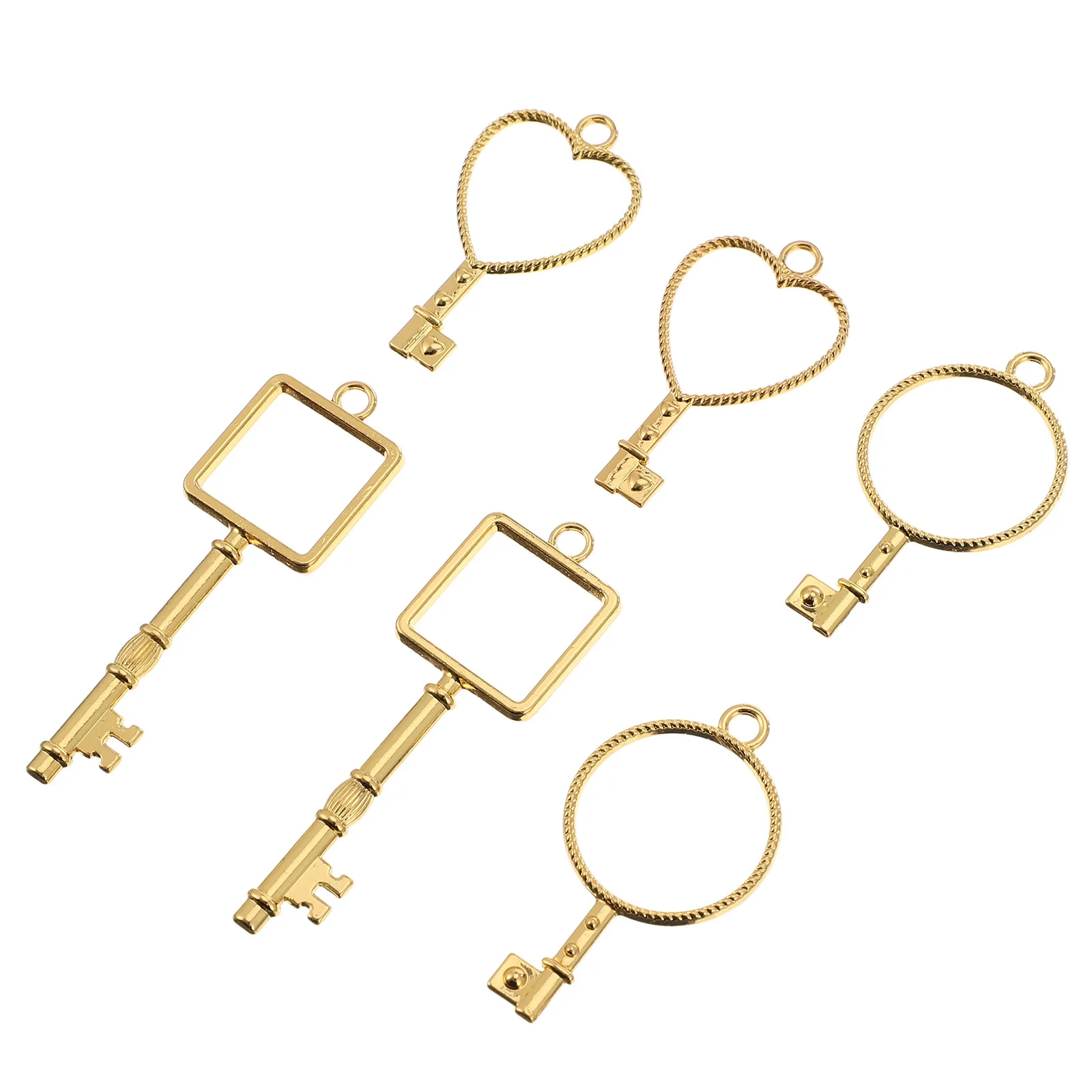 6 قطعة المعلقات الإطار المعدني مفتاح موضوع الجوف الراتنج السحر DIY بها بنفسك مجوهرات الحرفية أساور القلائد الايبوكسي قلادة صنع #5