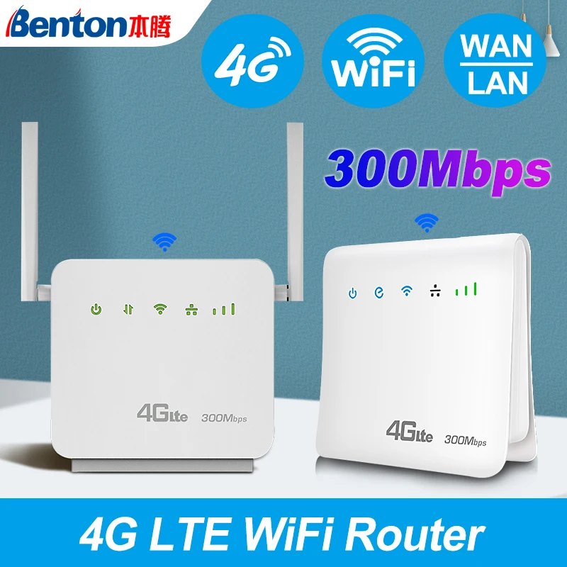 

Benton Unlock 4G LTE WiFi Router 300Mbps Wireless Router Repeater 4G SIM WiFi Router with Ethernet Ports WiFi Modem for SIM Card