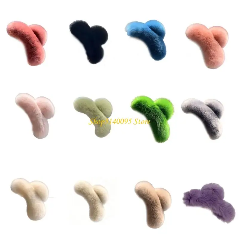 

DXAE 2Pcs Korean Faux Furs Barrettes Comfortable Hairpin Large Size For Women