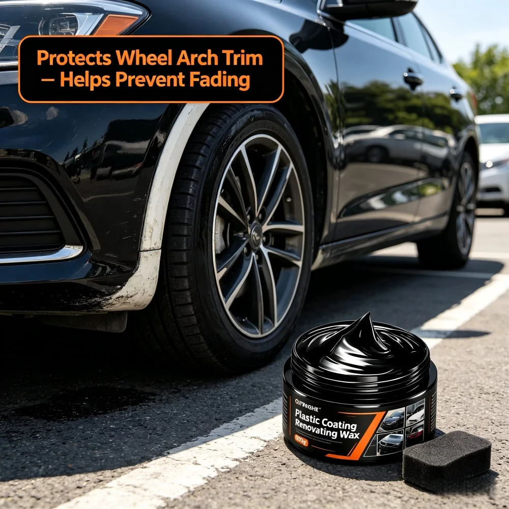 Car Plastic Restorer Wax 100g, Black Trim & Bumper Renovation Coating, Restores Faded Surfaces & Prevents Aging
