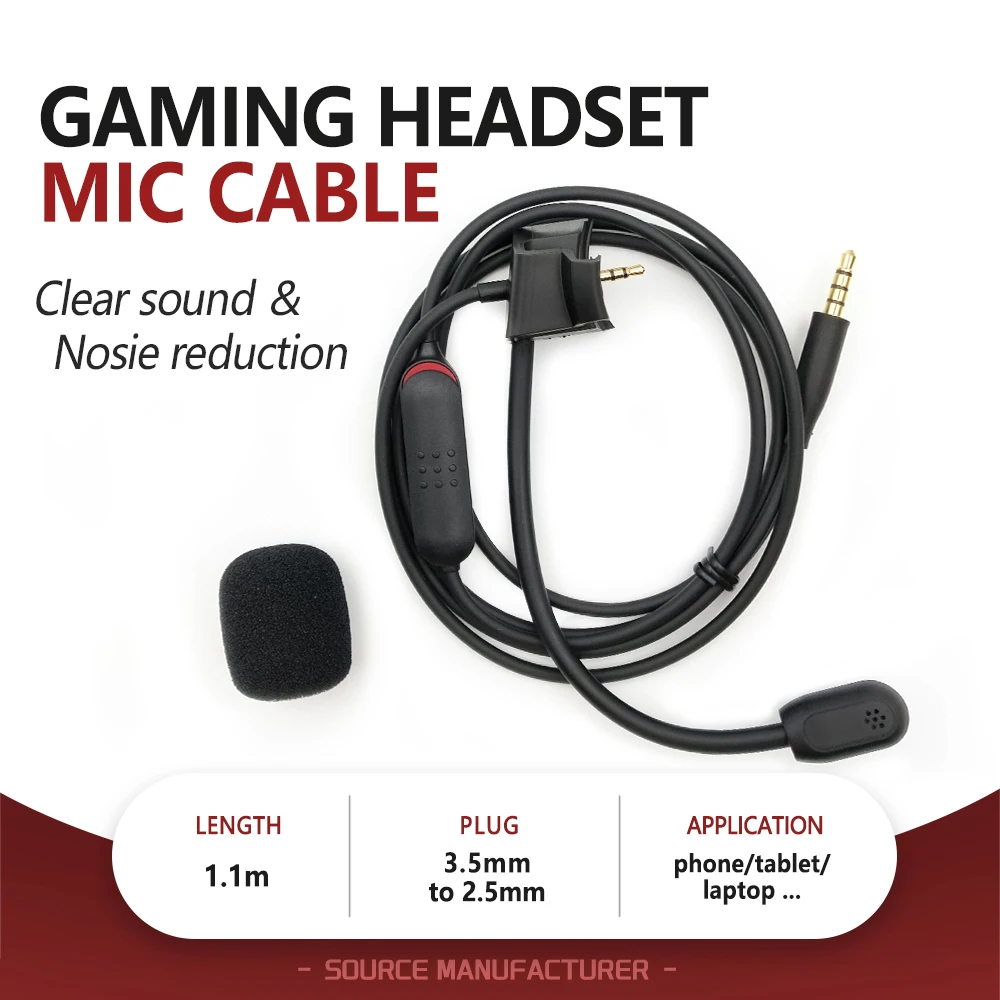 

Detachable Gaming Headset Microphone Cable Noise-reducing E-sports Microphone Line with jack 3.5MM to 2.5MM Plug for BOSE QC45