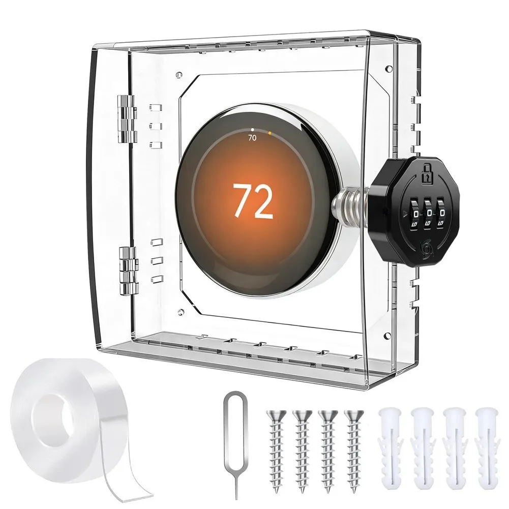 Thermostat Lock Box With Combination Lock 16*15*6CM Guard Clear PC Lock Box For Schools Restaurants Home Office Security
