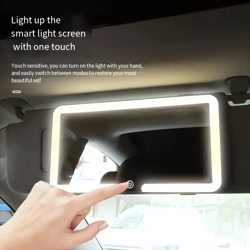 

Car Vanity Mirror - Rechargeable Car Sun Visor Vanity Mirror with 3 Light Modes & Dimmable Touch Screen Car Accessories