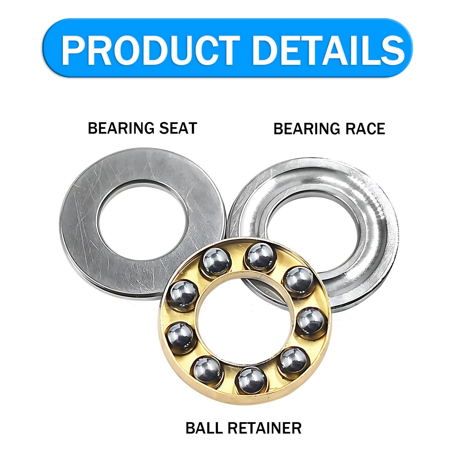 Peijian 1/2/5/10pcs Plane Axial Ball Bearing Thrust Bearings F3-8m To F12-21m I.d 3mm-12mm Bearing Steel Thrust Ball Bearing