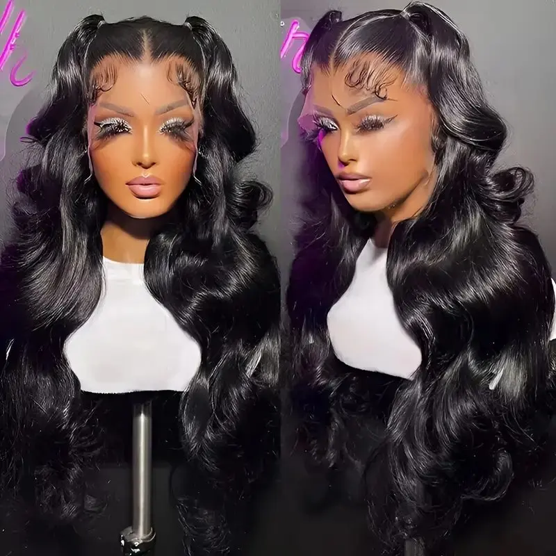 Rosabeauty HD Body Wave Nature Color 13X6 Transparent Lace Frontal Wig 13X4 Front Human Hair Glueless Wig 250% Density