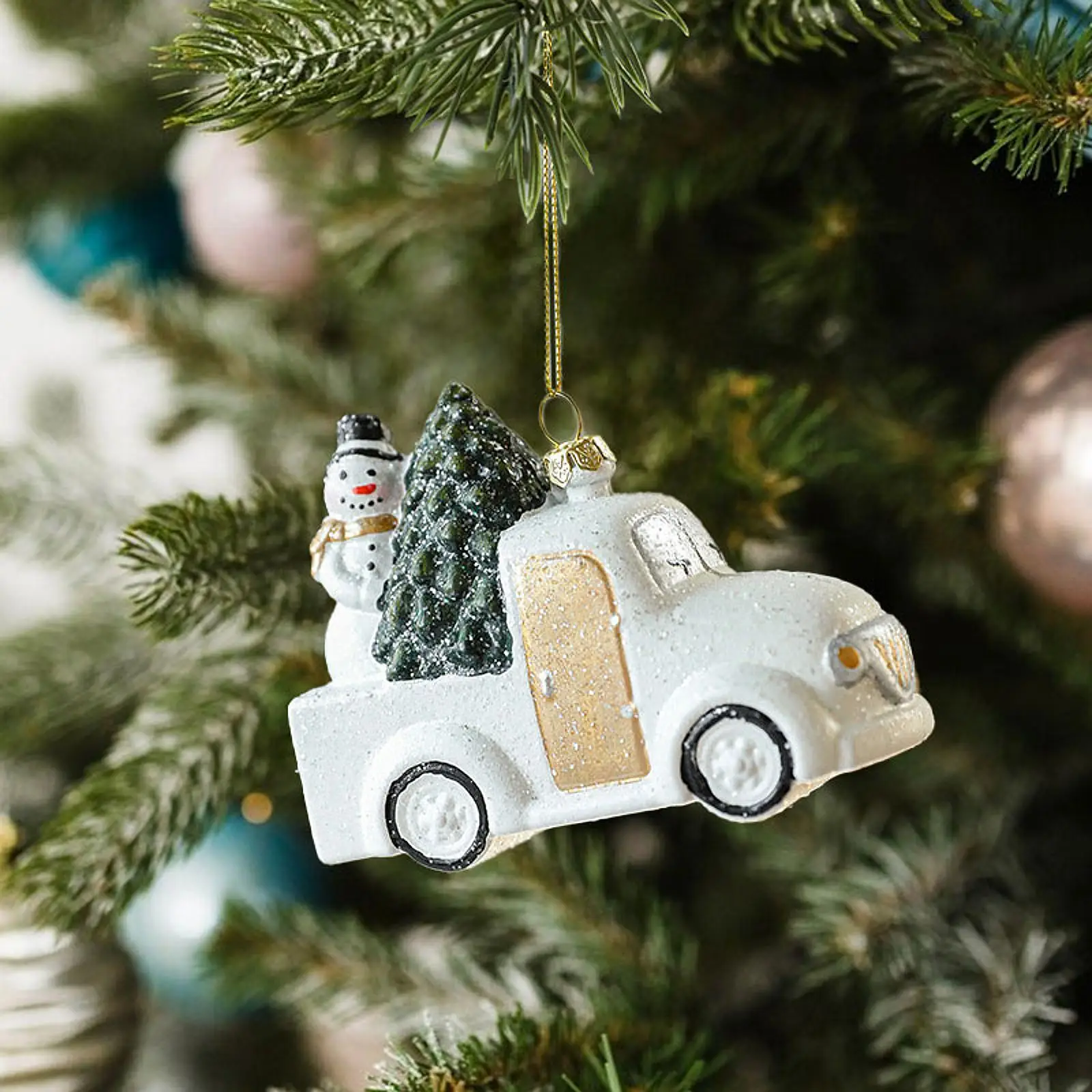 クリスマスツリー,車と雪だるまのペンダント,クリスマスギフト,パーティーの記念品,ダイニングルームとリビングルームの装飾品のためのかわいいハンギングオーナメント