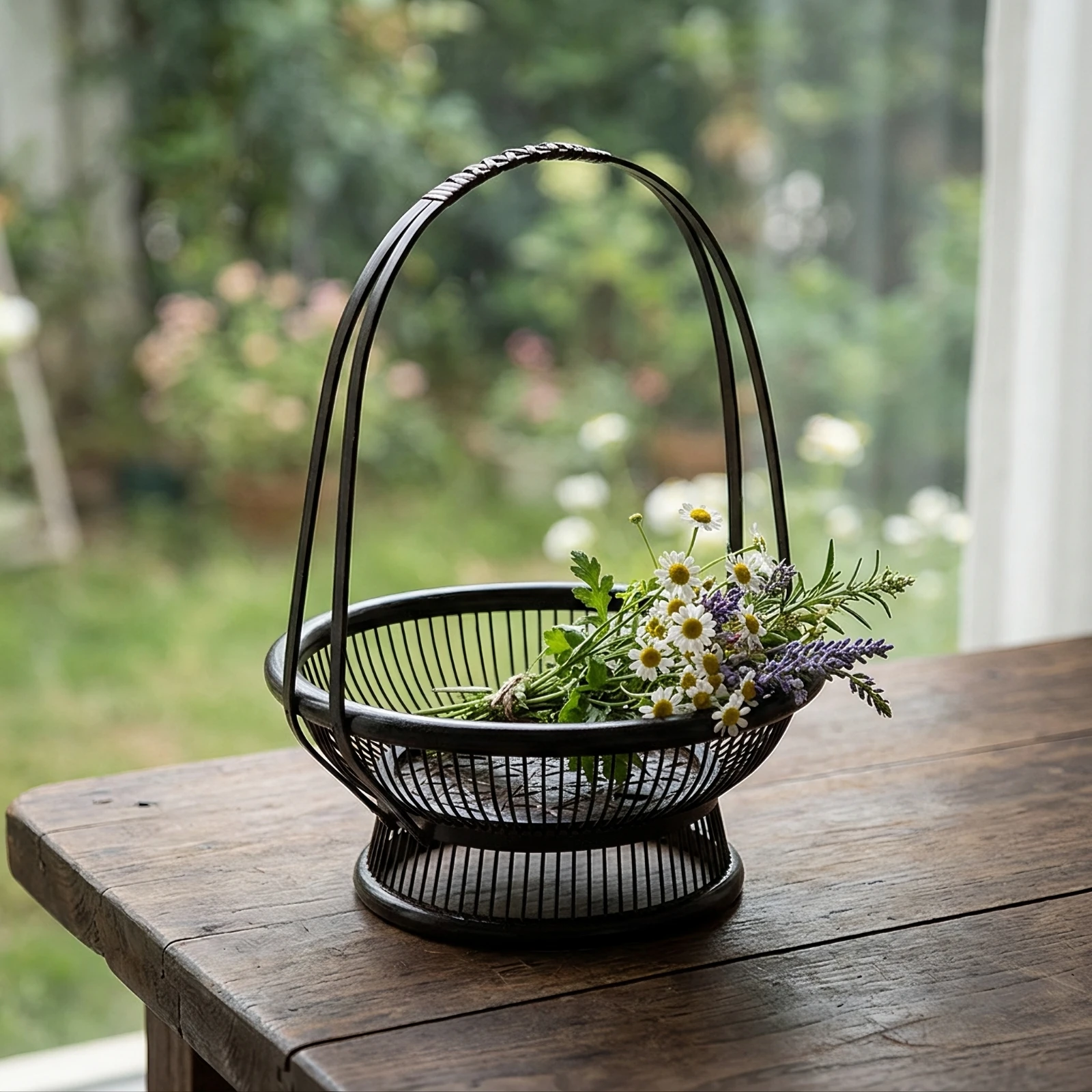 Bamboo Basket with Handle Versatile Flower Arrangement Basket Portable Rustic for Florists, Home Decor, Tabletop