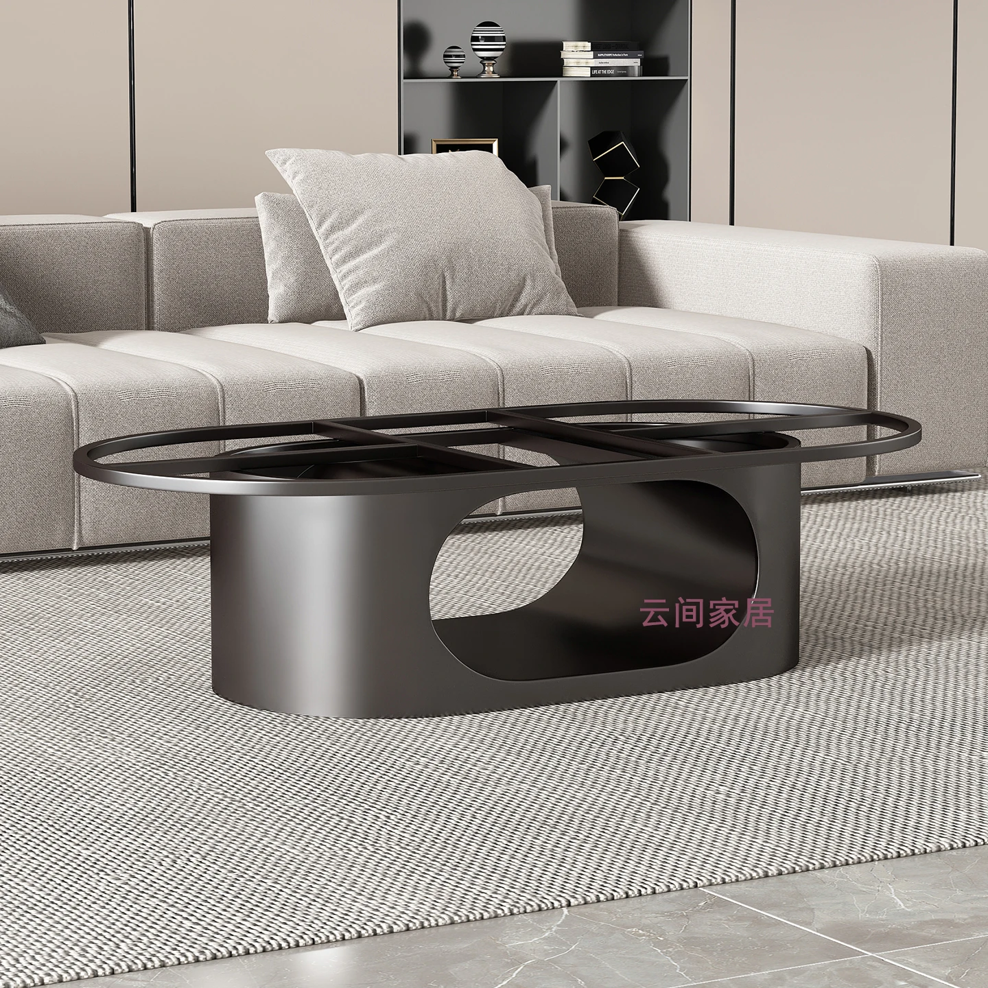 Light luxury minimalist small apartment rock slab sofa coffee table frame luxury stone stainless steel coffee table base marble