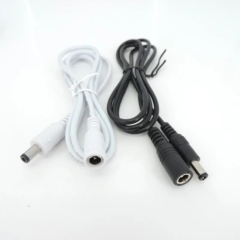 1m Female to Male Plug 12V DC Power supply Cable Extension Cord Adapter 5.5mmx2.1mm For Strip Light white black