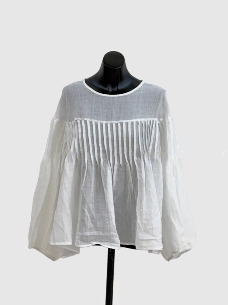 

Wrinkled Doll Shirt Women's New Sweet Causal Long Sleeve Top