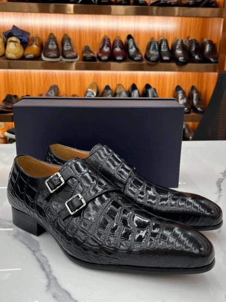 Handmade Cowhide Genuine Leather Dress Shoes Men New Business Formal Office Work Shoes Fashion Footwear Banquet Wedding Shoes