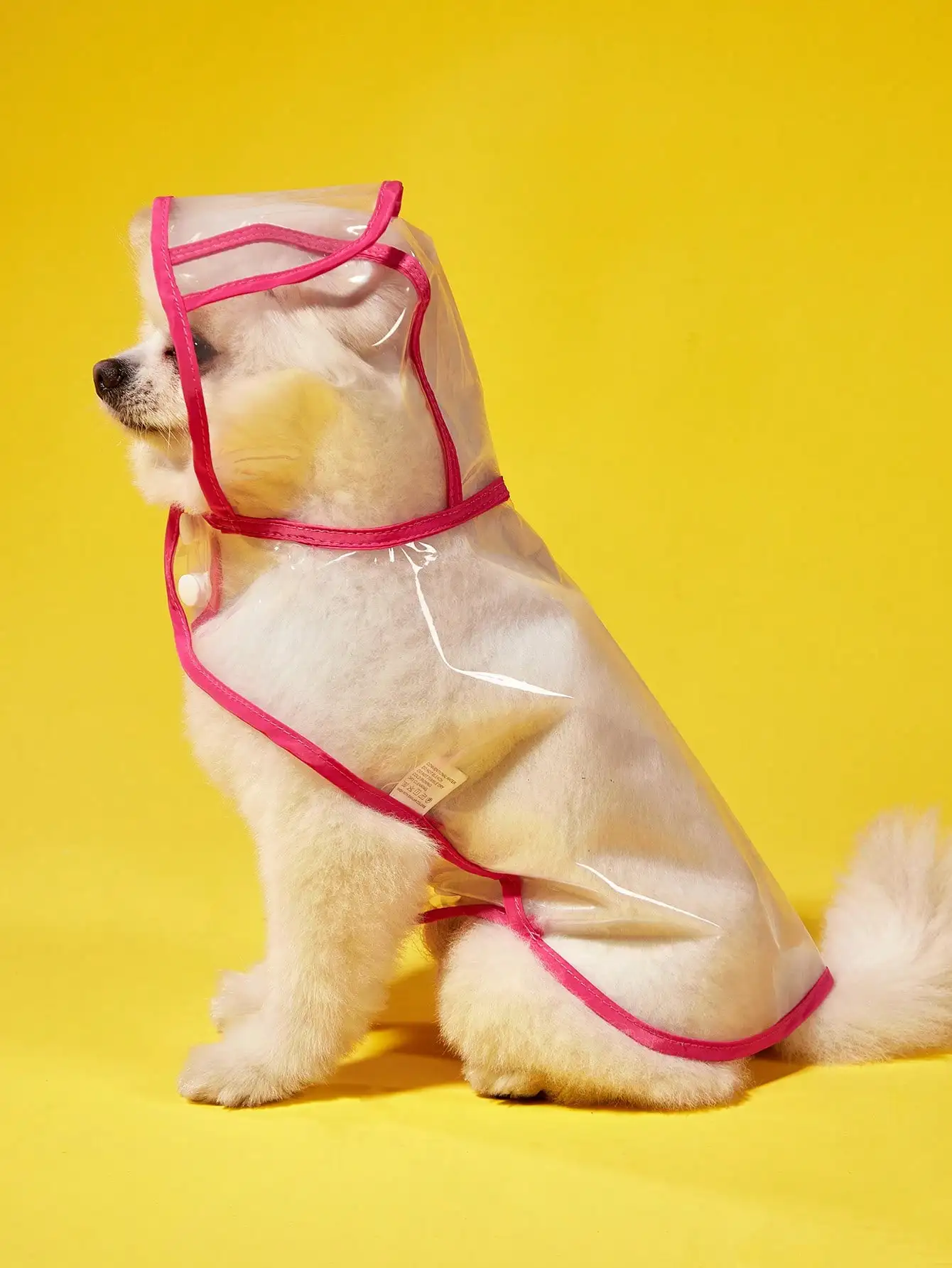 

1pc Transparent Pink Trim Waterproof Raincoat For Cats And Dogs To Wear On Rainy Days Out