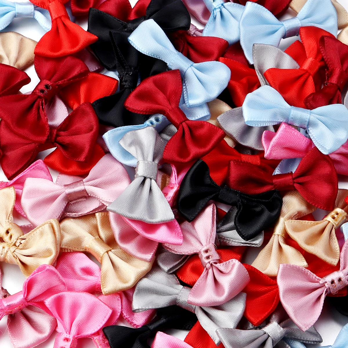 50Pcs/Lot 4*2.5cm Polyester Ribbon Bow Handmade For DIY Sewing Crafts Gift Flower Clothes Headwear Bouquets Party Wedding Decor