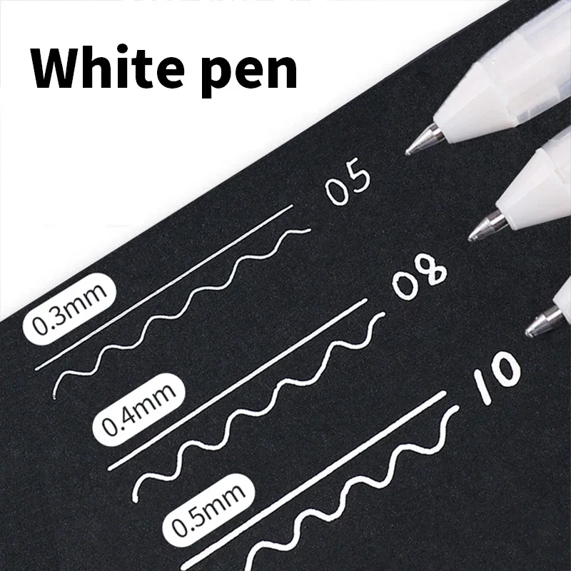 1/3PCS Sakura White Neutral Pen White 0.3mm 0.4mm 0.5mm Highlighter Market Pen Black cardboard Art Drawing pen White Line pen