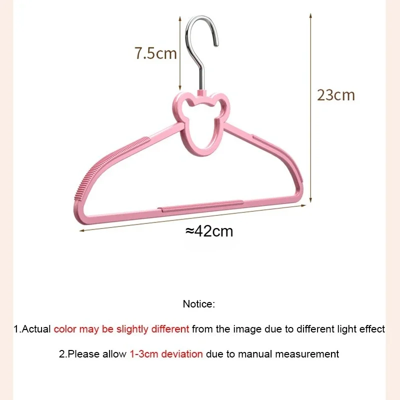 5/10PCS Pink/White Cute Bear Clothes Hangers,Non-Slip Space-Saving Slim PP Hangers for Coat Jacket Dress,Household Clothes Rack 6