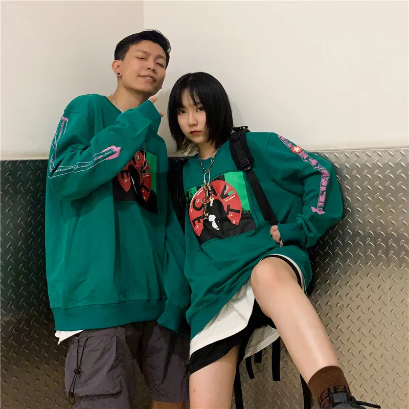 

2022 CAVEMPT CE green round neck sweatshirts men and women pullover portrait long-sleeved loose sweatshirts WY552