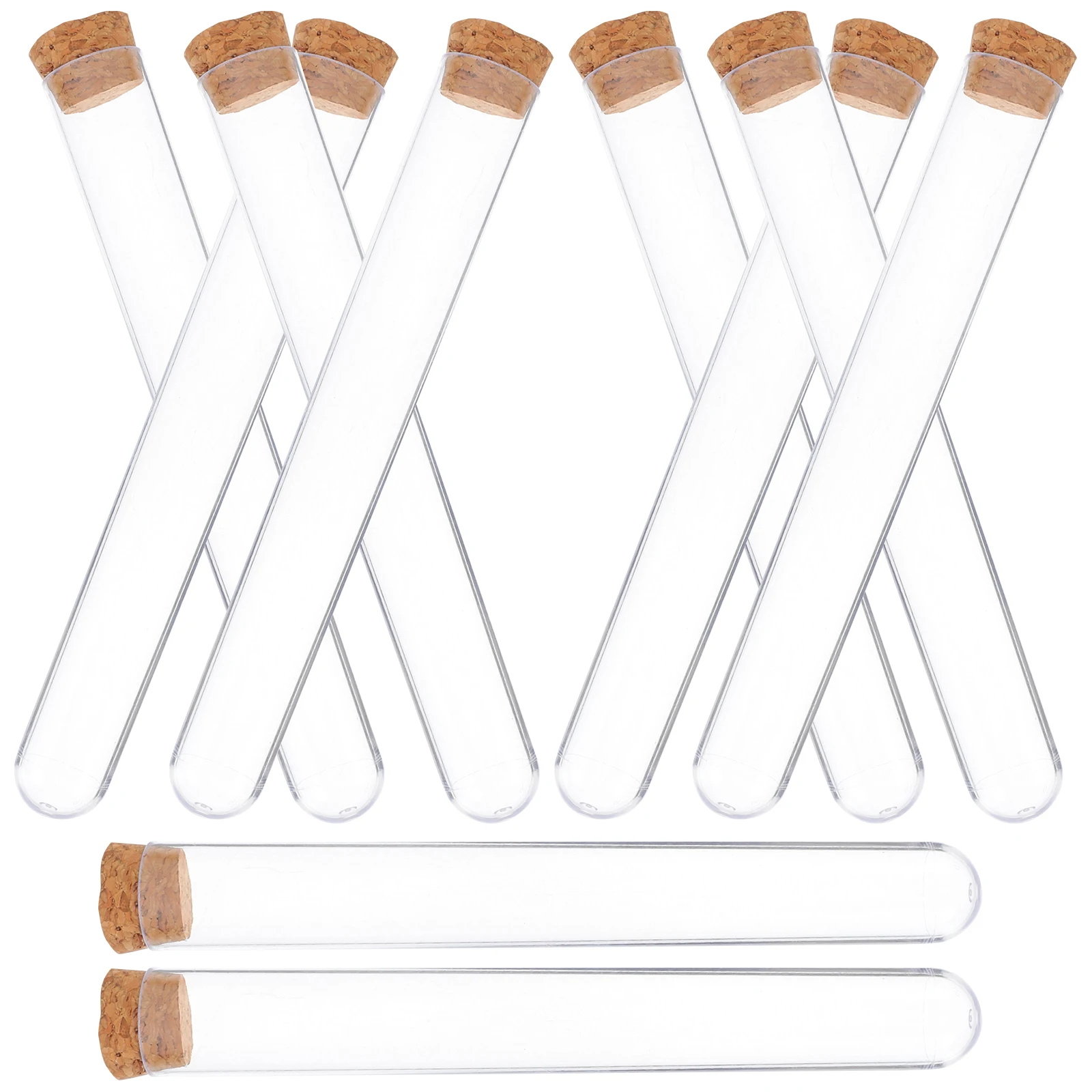 

25pcs 20x150mm Tubes Clear Plastic Cork Lid Sample Vials Storage Mini Tube Reusable Travel Size Leak Proof