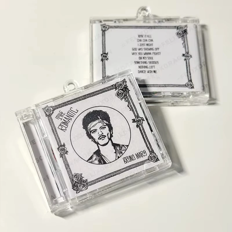 R&B Bruno Mars MINI CD NFC Music Keychain Play songs The Romantic Album On My Soul Keyring Cosplay Pendant Necklace Accessories