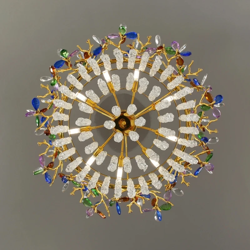 

Minimalist Postmodern Colored Crystal Water Drop Glass Branch Chandelier Villa Dining Room Living Room Study Room Hotel Lighting