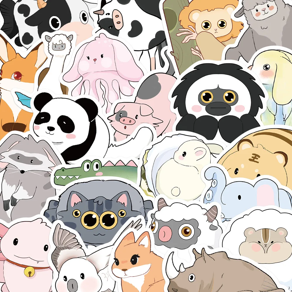 

50PCS Cute Heterogeneous Animals Stickers Cartoon Toy Decals For Student Tablet Guitar Fridge Suitcase Graffiti Stickers DIY Toy