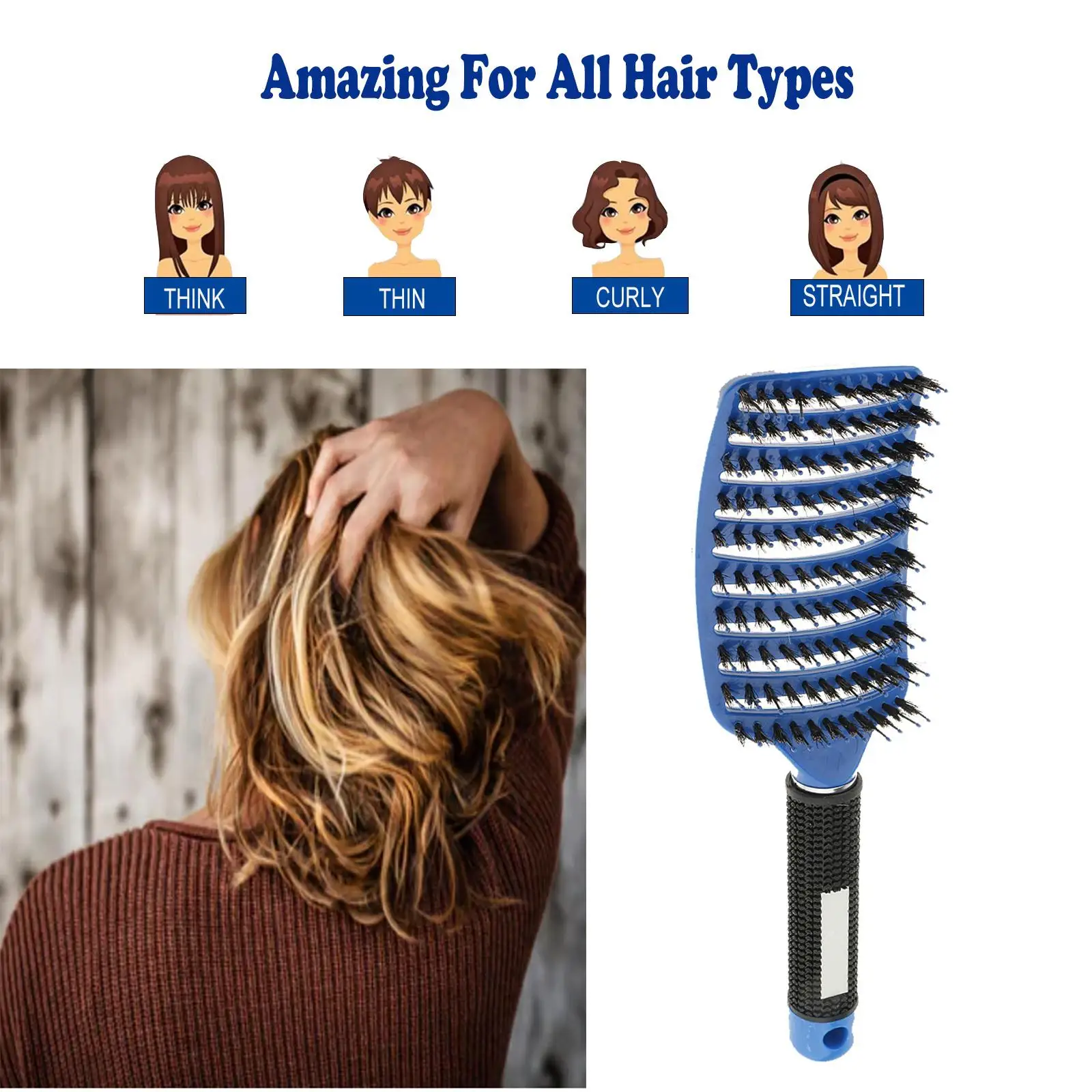 Curved Vent Board Comb Anti Static Hair Brush for Women's Smooth Hair Quick Drying Salon Hairdresser