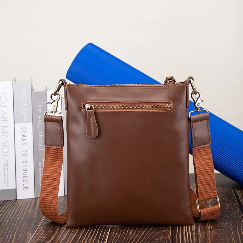 New Design Men's Bag PU Leather Male Shoulder Crossbody Square Bag Travel Handbag Messenger Pack Tote Pack Student School Bag